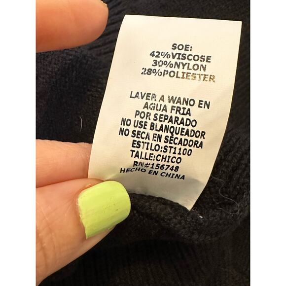 Racheal black crew neck long sequin sleeves sweater size Small - Picture 7 of 11